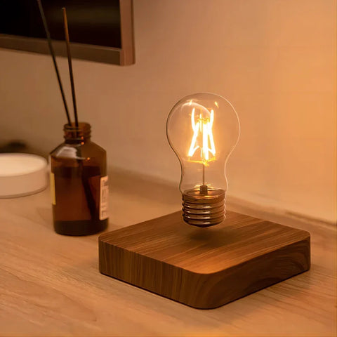 Floating LED Bulb Lamp with Magnetic Wood Base