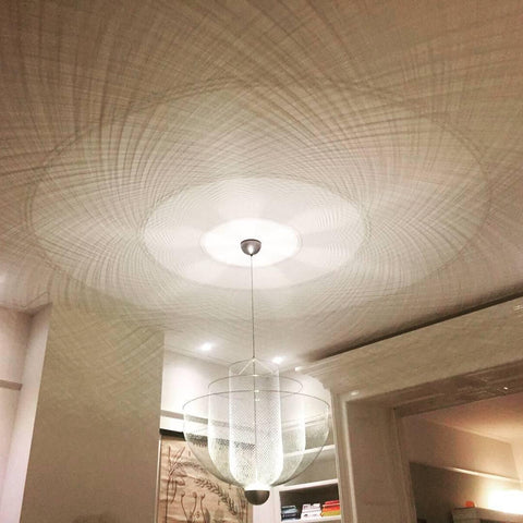 Pendant Light with Tiered Steel Mesh Shade and Integrated LED