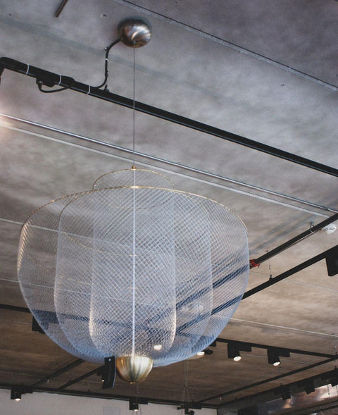 Pendant Light with Tiered Steel Mesh Shade and Integrated LED