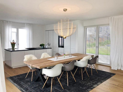 Pendant Light with Tiered Steel Mesh Shade and Integrated LED