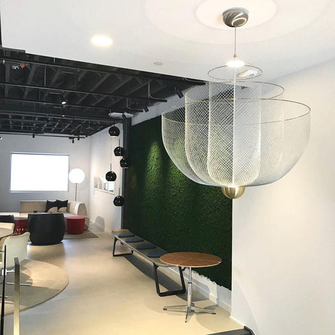 Pendant Light with Tiered Steel Mesh Shade and Integrated LED