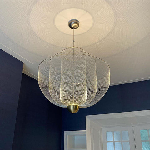 Pendant Light with Tiered Steel Mesh Shade and Integrated LED