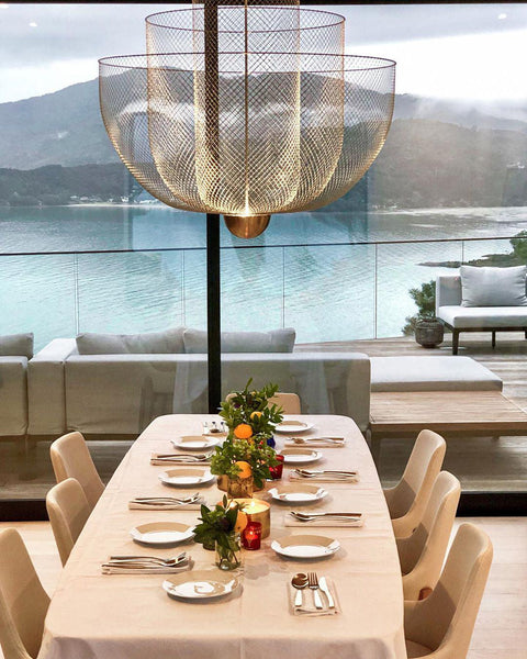 Pendant Light with Tiered Steel Mesh Shade and Integrated LED