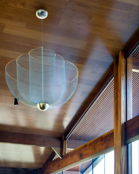 Pendant Light with Tiered Steel Mesh Shade and Integrated LED