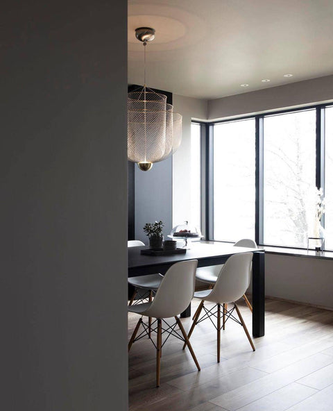 Pendant Light with Tiered Steel Mesh Shade and Integrated LED