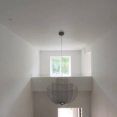 Pendant Light with Tiered Steel Mesh Shade and Integrated LED