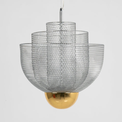 Pendant Light with Tiered Steel Mesh Shade and Integrated LED