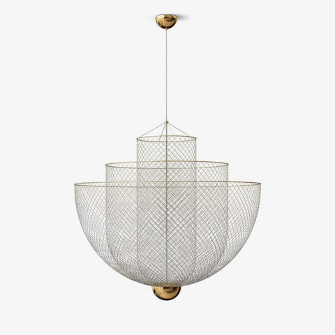 Pendant Light with Tiered Steel Mesh Shade and Integrated LED
