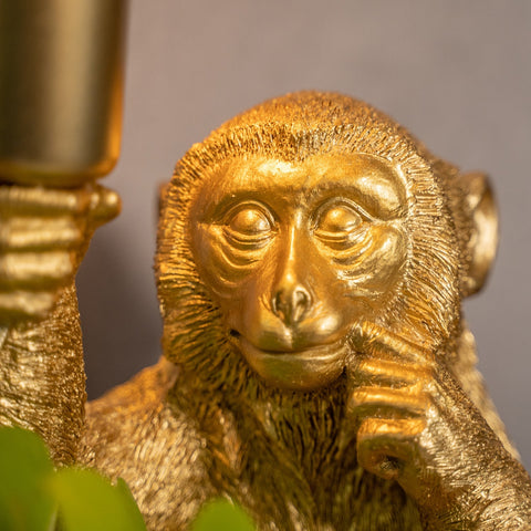 Golden Monkey Table Lamp with Decorative Sculptural Design and E27 Style Bulb