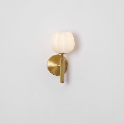 Mian Alabaster Flower Wall Lamp with Brass Frame