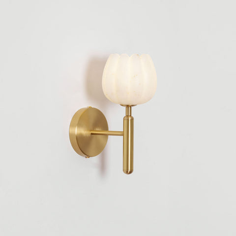 Mian Alabaster Flower Wall Lamp with Brass Frame