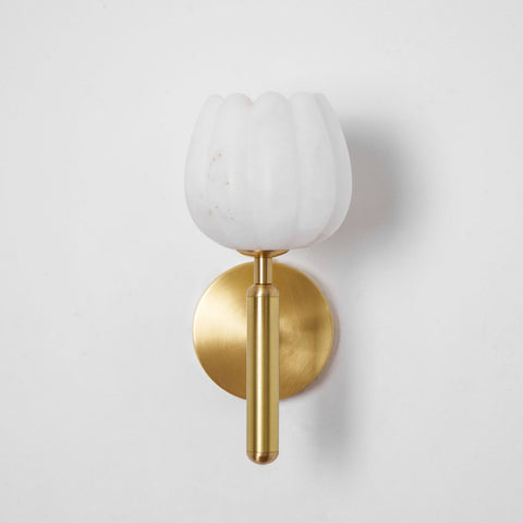 Mian Alabaster Flower Wall Lamp with Brass Frame
