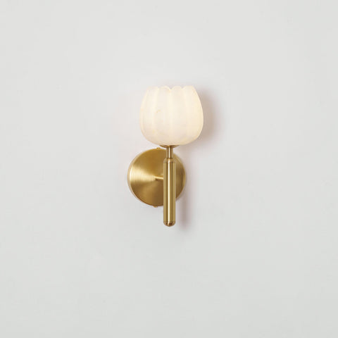 Mian Alabaster Flower Wall Lamp with Brass Frame