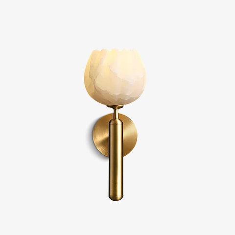 Mian Alabaster Flower Wall Lamp with Brass Frame