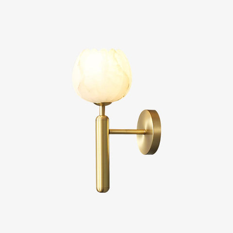Mian Alabaster Flower Wall Lamp with Brass Frame