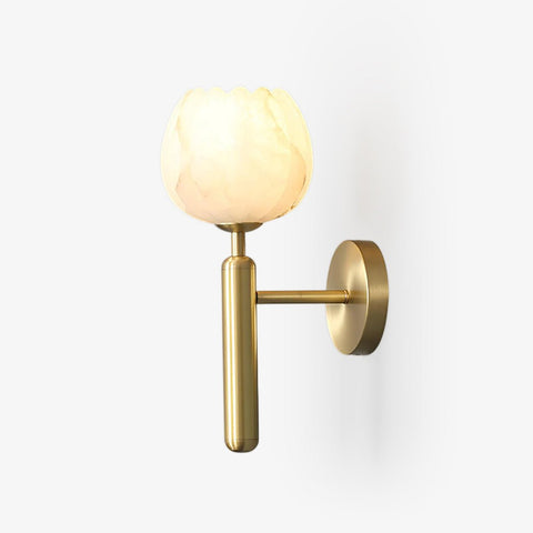 Mian Alabaster Flower Wall Lamp with Brass Frame