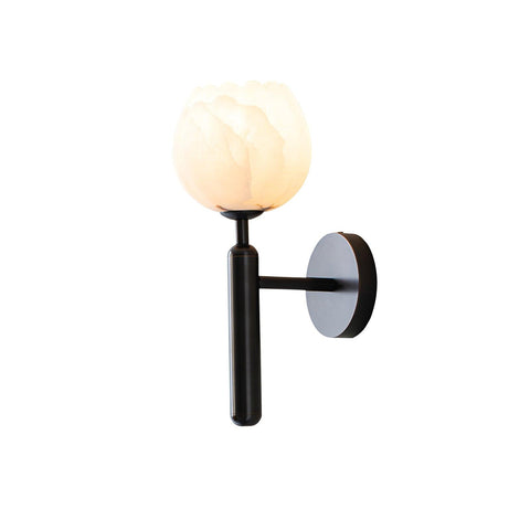 Mian Alabaster Flower Wall Lamp with Brass Frame