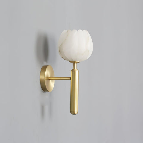 Mian Alabaster Flower Wall Lamp with Brass Frame