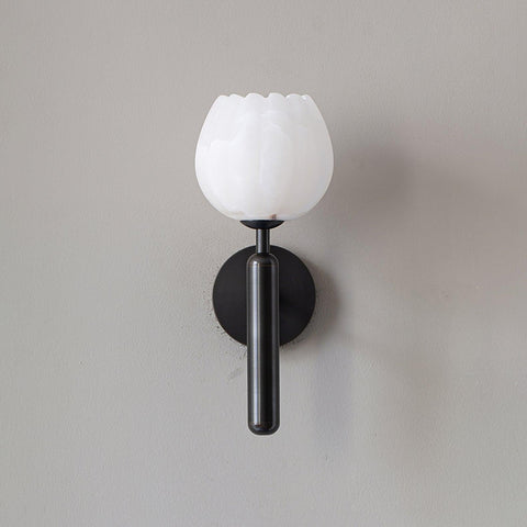 Mian Alabaster Flower Wall Lamp with Brass Frame