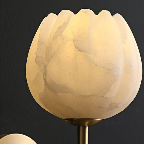 Mian Alabaster Flower Wall Lamp with Brass Frame