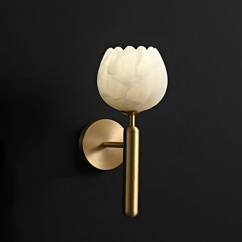 Mian Alabaster Flower Wall Lamp with Brass Frame
