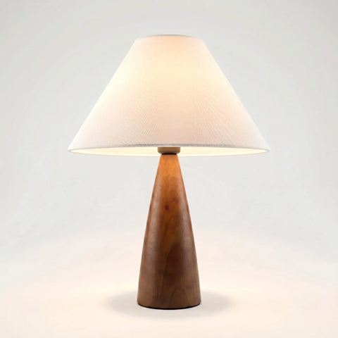 Table Lamp with Tapered Wood Base and Conical Shade