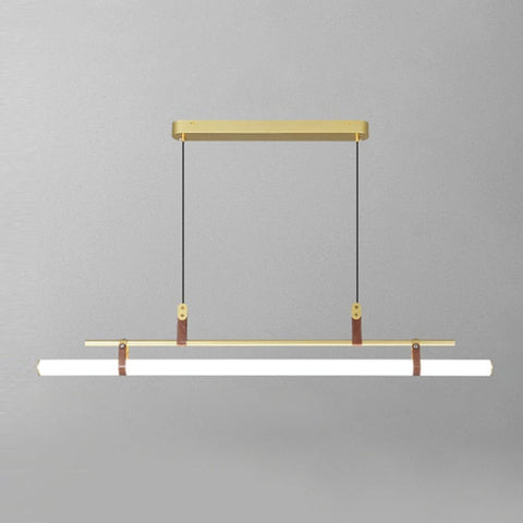 Linear LED Pendant Light with Acrylic Shade and Faux Leather Straps
