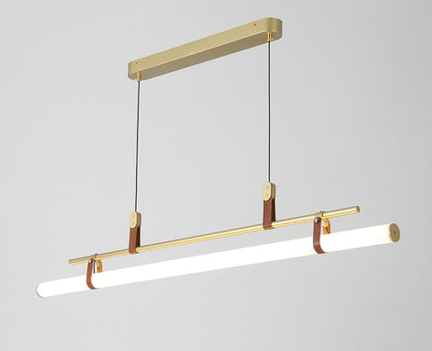 Linear LED Pendant Light with Acrylic Shade and Faux Leather Straps