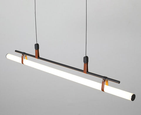 Linear LED Pendant Light with Acrylic Shade and Faux Leather Straps