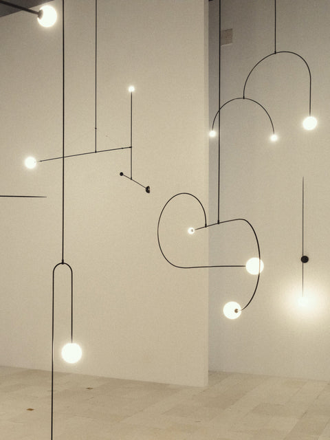 Mobile Arc Chandelier with Adjustable Hanging Globes