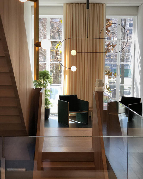 Mobile Arc Chandelier with Adjustable Hanging Globes