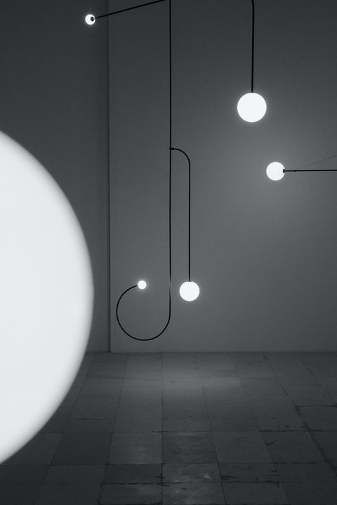 Mobile Arc Chandelier with Adjustable Hanging Globes