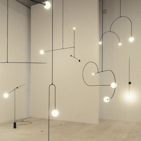 Mobile Arc Chandelier with Adjustable Hanging Globes