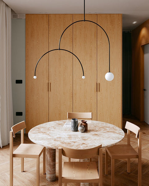 Mobile Arc Chandelier with Adjustable Hanging Globes