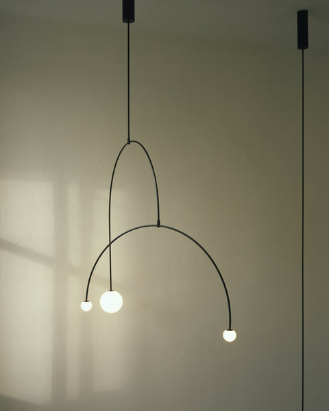Mobile Arc Chandelier with Adjustable Hanging Globes
