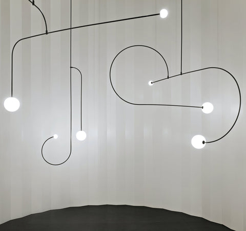 Mobile Arc Chandelier with Adjustable Hanging Globes