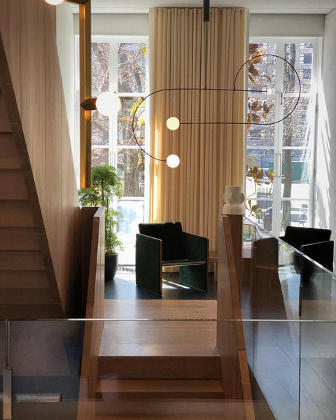 Mobile Arc Chandelier with Adjustable Hanging Globes