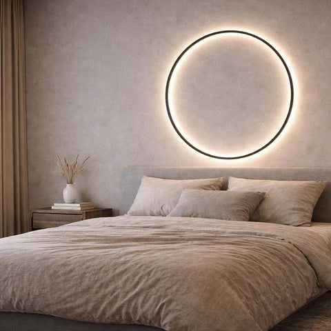 Modern LED Ring Wall Lamp – Metal & Acrylic Bedroom Wall Light with USB Charging / KRETS