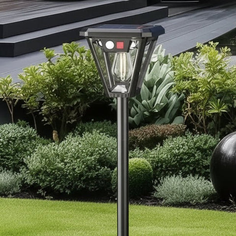 Solar Garden Post Light with Motion Sensor and Ground Stake