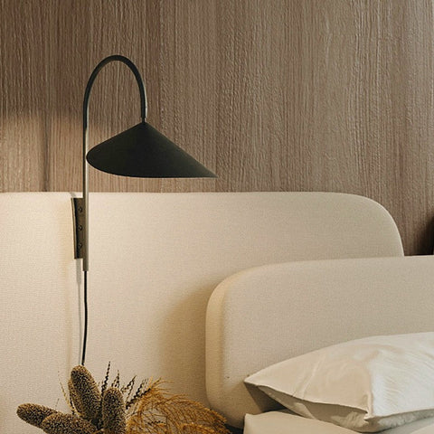 Iron Arum Wall Sconce with Curved Shade