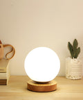 Glass Globe Table Lamp with Wood Base