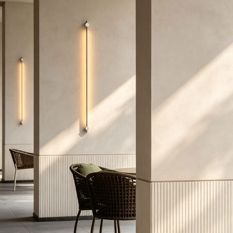 Linear Wall Sconce Lighting with LED Stainless Steel and Black Wall