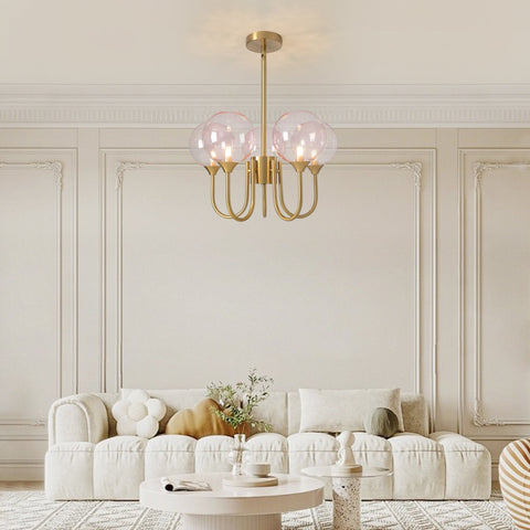 Pink Glass Globe Sputnik Pendant Light