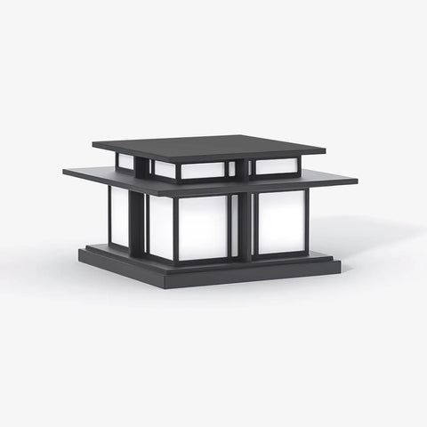 Post Light with Tiered Square Roof and Textured Panel Options