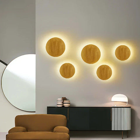 Modern LED Wooden Wall Light with Linen Shade for Living Room and Bedroom