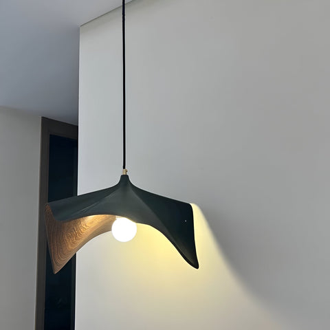 Pendant Light with Sculptural Resin Folded Shade