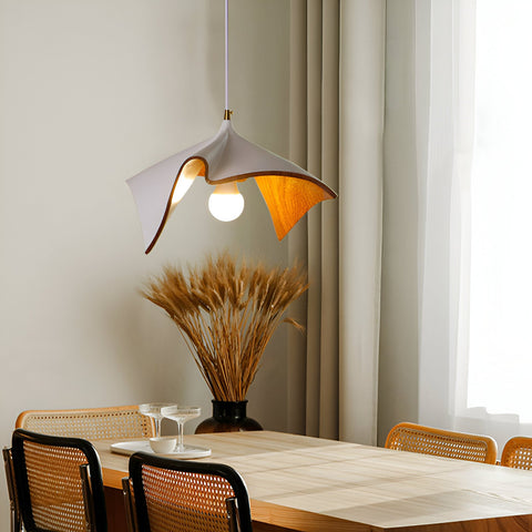 Pendant Light with Sculptural Resin Folded Shade
