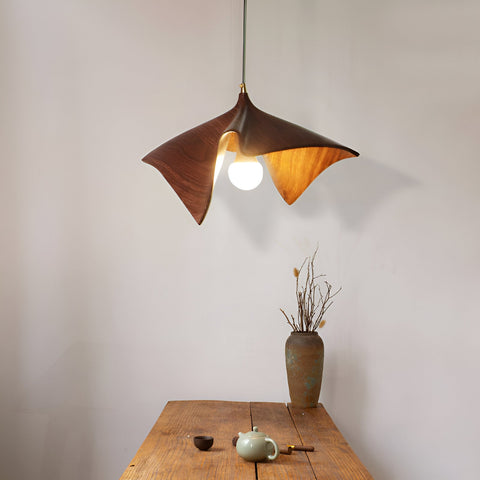 Pendant Light with Sculptural Resin Folded Shade
