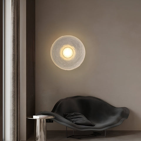 Wall Light with Textured Resin and Rounded Nordic Design