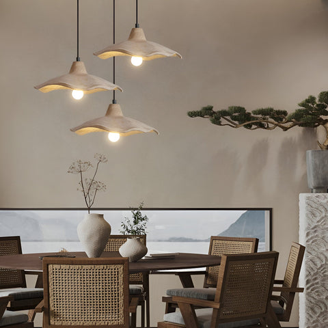 Pendant Light with Flower-Shaped Cement Shade